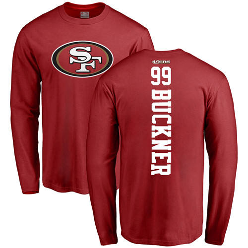 Men San Francisco 49ers Red DeForest Buckner Backer #99 Long Sleeve NFL T Shirt